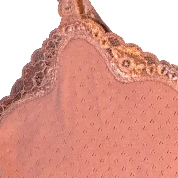 Moda International Camisole Women Med Rose Pointelle Lace Trim Cotton Romantic - Picture 4 of 14